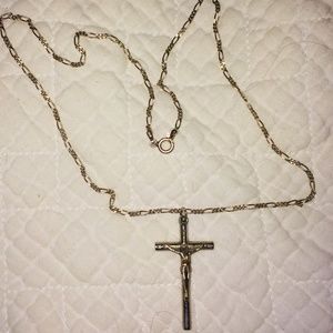 Ladies Vintage 925 stamp Christian Cross w/Jesus, from Itay 9" chain1 1/…